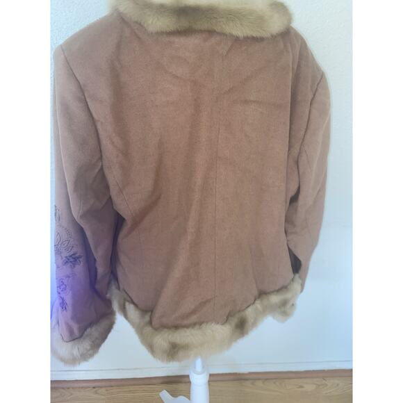 Pamela McCoy New Wool Cashmere Blend Faux Fur Jacket Tan 1X 2X Read Measurements - Picture 8 of 11